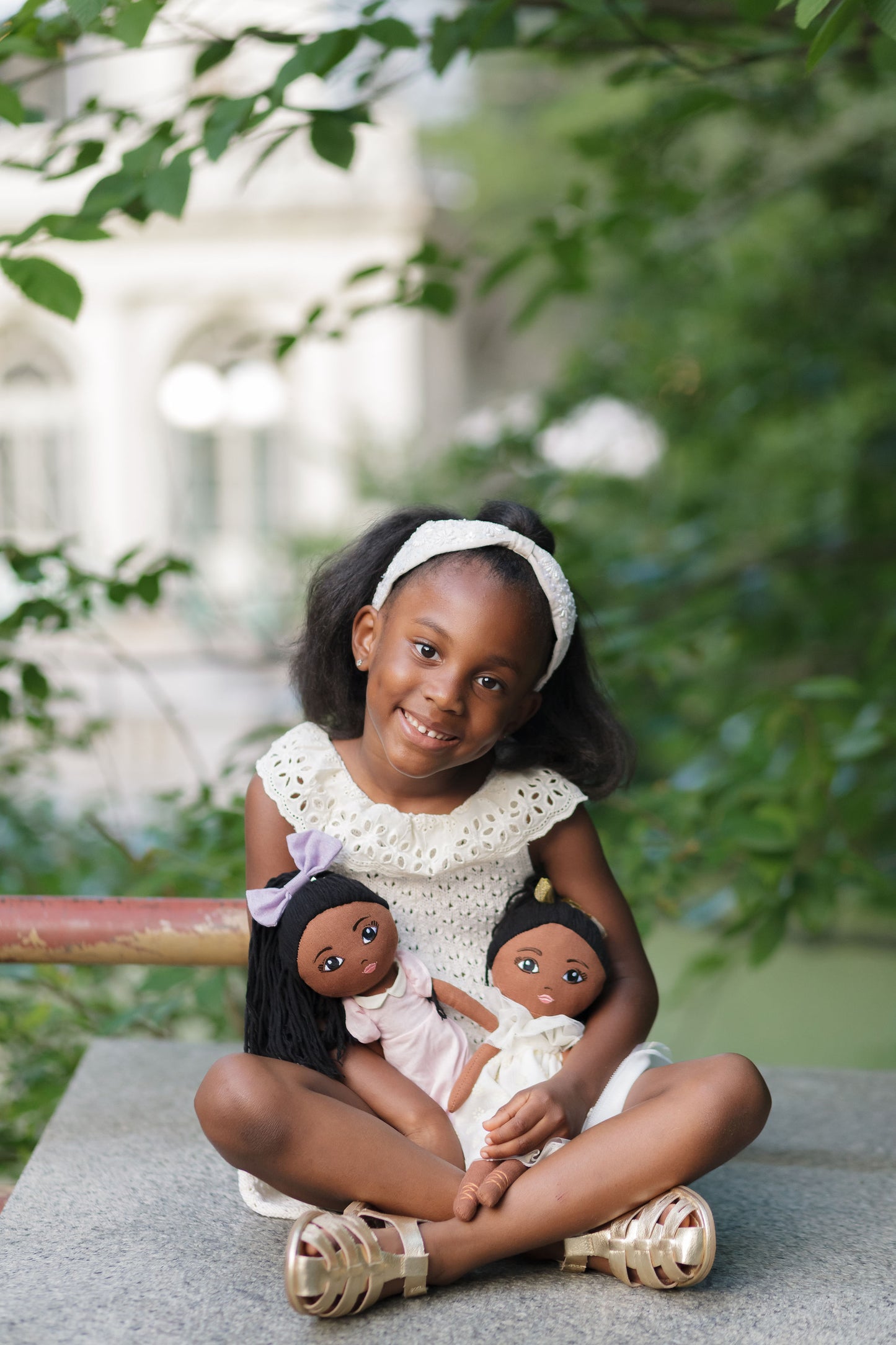 Zuri Rose Handmade Linen Doll: Ivory Dress
