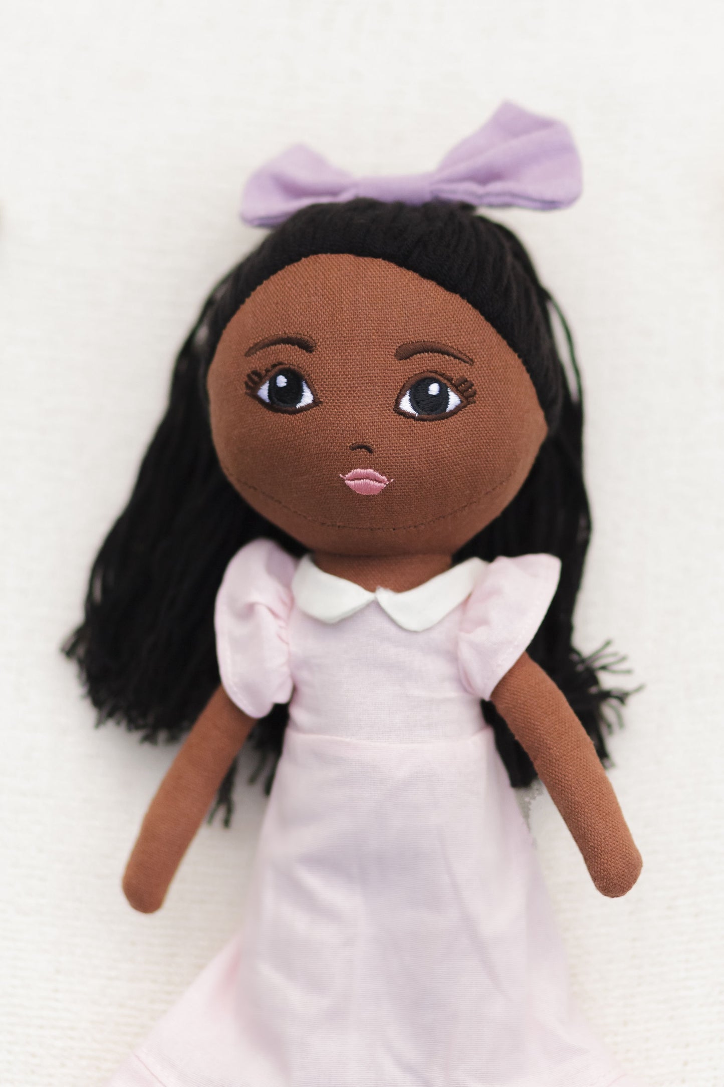 Zuri Rose Handmade Linen Doll: Pink Dress