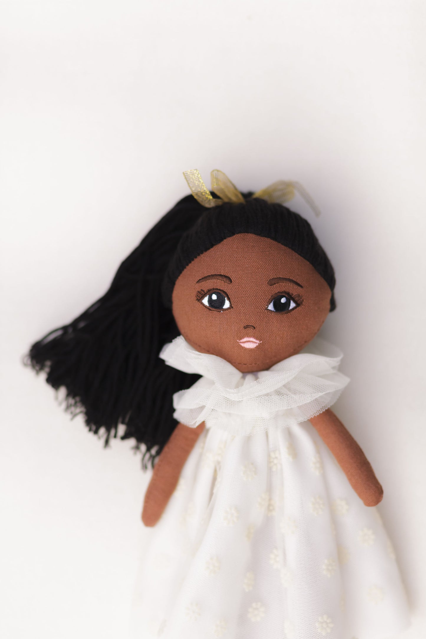 Zuri Rose Handmade Linen Doll: Ivory Dress